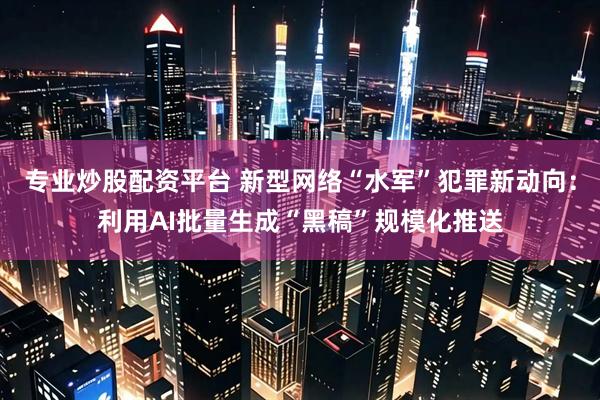 专业炒股配资平台 新型网络“水军”犯罪新动向：利用AI批量生成“黑稿”规模化推送